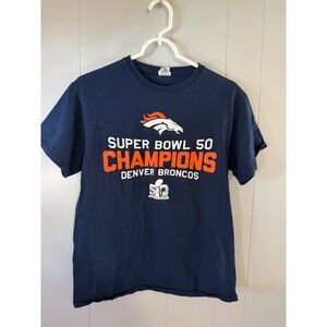 Delta T-Shirt Mens Medium Blue Denver Broncos Super Bowl 50 Champions Graphic